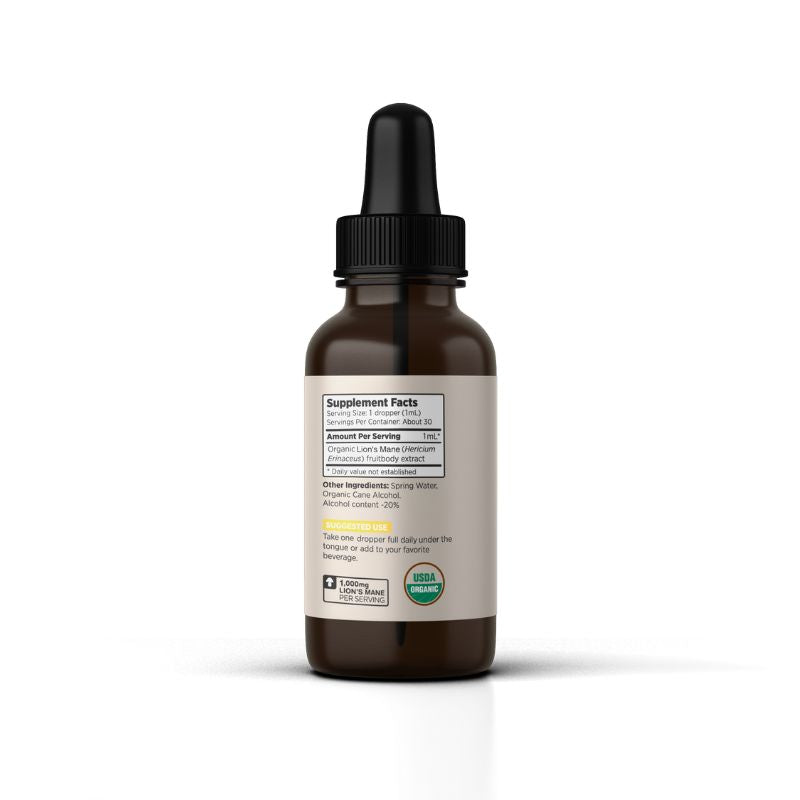 Lions Mane Organic Mushroom Tincture - Smart Drops for Focus | ADHD