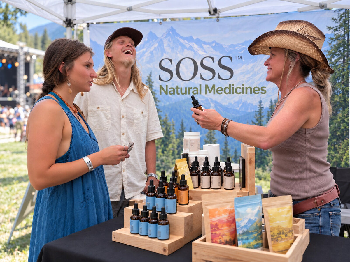 Tonya talking with customers at the SOSS market booth