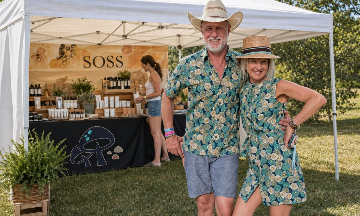 Paul and Tonya at the SOSS booth at a Colorado farmers market